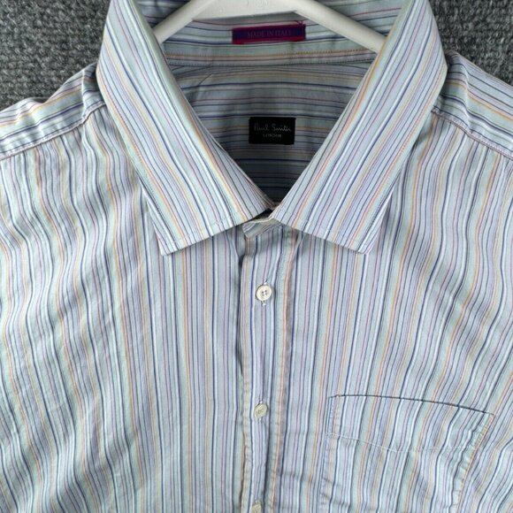 Paul Smith Shirt Men 17.5/44 Colorful Striped Italy Made London Button Up Adult - Picture 1 of 15